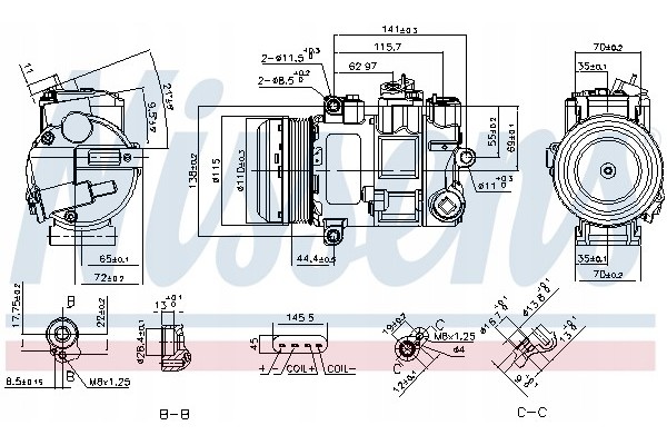 Compressor air conditioning NISSENS 890696 Part manufacturer Nissens