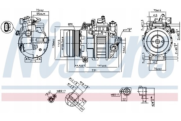 Compressor air conditioning NISSENS 890552 Part manufacturer Nissens