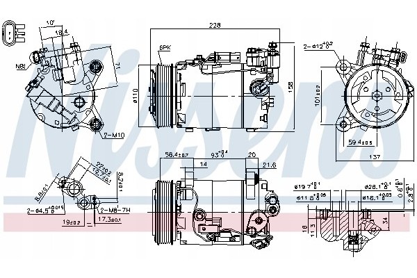 Compressor air conditioning NISSENS 890601 Part manufacturer Nissens