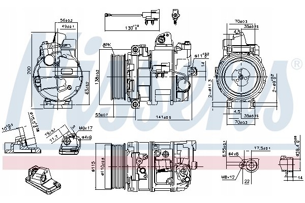 Compressor air conditioning NISSENS 890082 Part manufacturer Nissens