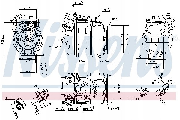 Compressor air conditioning NISSENS 89417 Part manufacturer Nissens