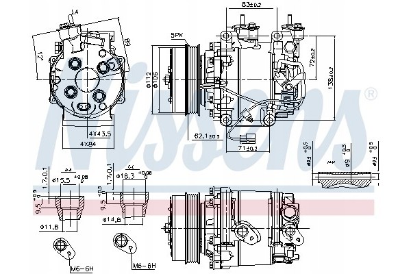 Compressor air conditioning NISSENS 890035 Part manufacturer Nissens