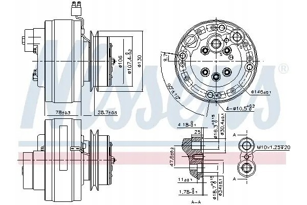 COMPRESSOR AIR CONDITIONING COMPRESSOR 890368 NISSENS Catalog number of the original MERCEDES BENZ 0031310501 MERCEDES BENZ 1021