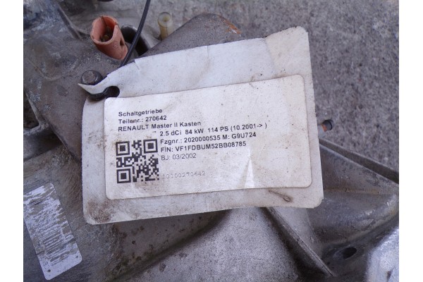 MANUAL TRANSMISSION RENAULT MASTER II MOVANO 2 5 DCI 8200183550 Product weight with unit packaging 1 kg