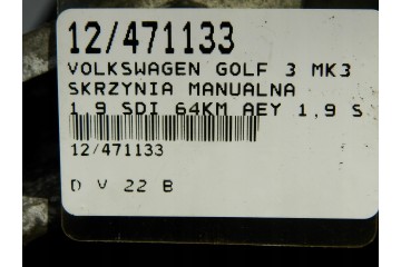 VW GOLF 3 MK3 MANUAL GEARBOX 1 9SDI AEY CODE CQB Engine type diesel