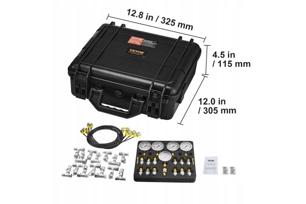 Pressure Test Kit 5 Pressure Gauges 13 Connectors 14 Tees Packaging status original