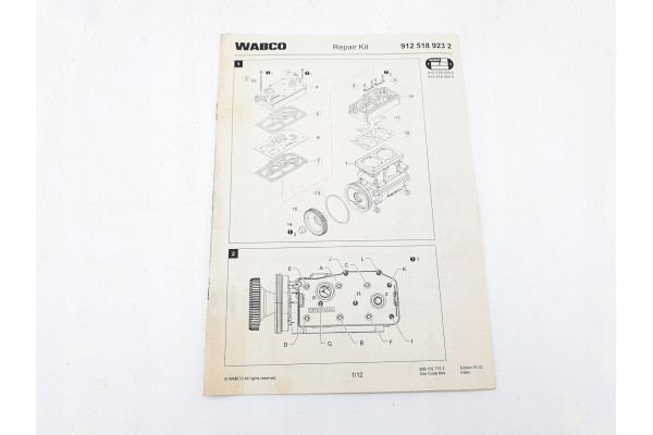 REPAIR KIT COMPRESSOR HEAD GASKET SET DAF XF 106 460 1816157 Catalog number of the part 1816157 WABCO 9125189232