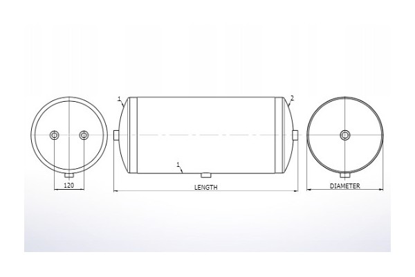 AIR TANK 60 LITERS 276x1100 Part manufacturer HT Europe