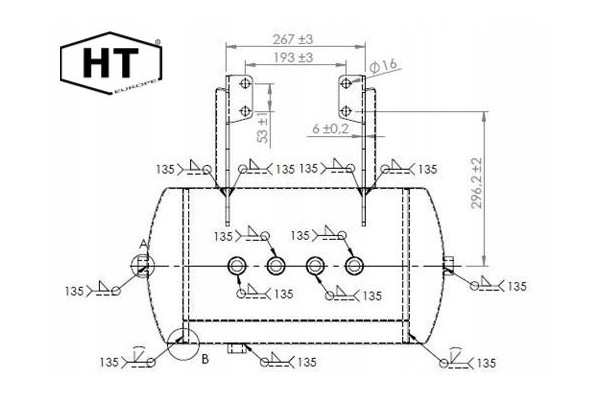 AIR TANK 36L 300x609 DAF 95XF XF105 1691625 Catalog number of the part 02 07 DA 044 HT