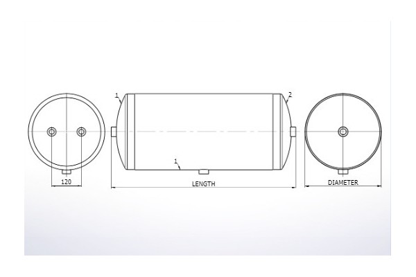 AIR CYLINDER TANK 80L 396x750mm Catalog number of the part ZBI 396 750 2