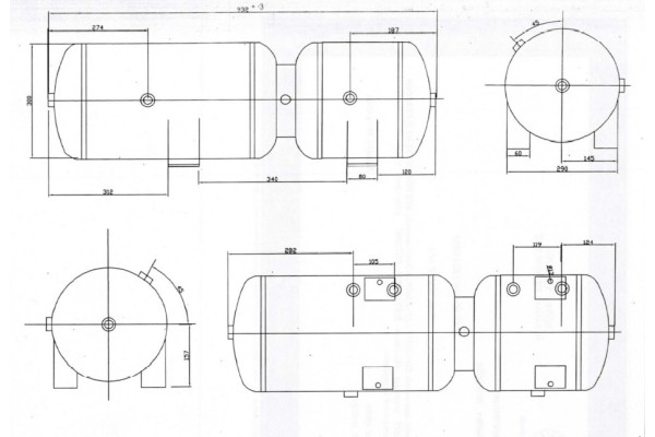 AIR TANK 34L 20L 300x910 DAF CF85 XF105 1687408 Catalog number of the part 02 07 DA 057 BHT