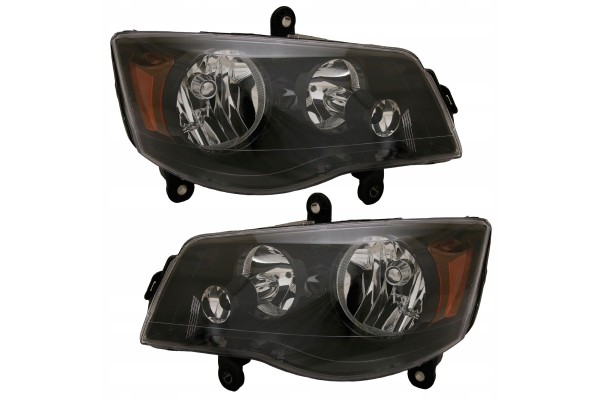 SET OF HEADLIGHTS CHRYSLER TOWN COUNTRY 2008 2015 BLACK