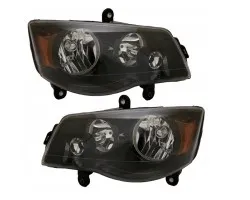 Juego de Faros Delanteros Izquierdo y Derecho Dodge Grand Caravan 2011-2019 Negro Versión Europa