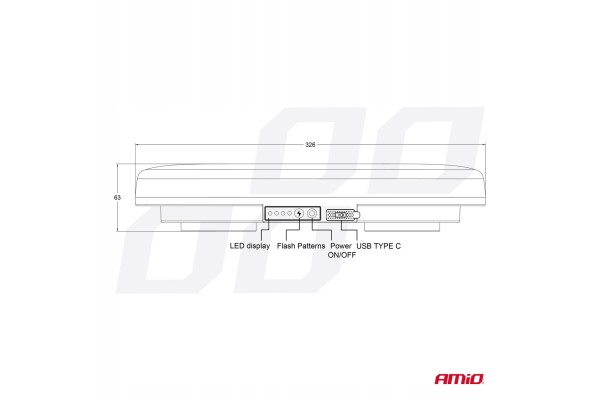 Bezdrotova svetelna lista LED R65 R10 326x186x63 26W 12 24V AMiO 04369 EAN GTIN 5903293043691