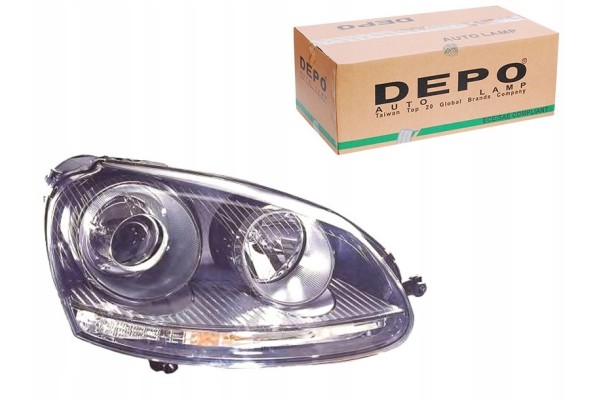 Headlight RIGHT VW GOLF V 5 2003 2009 DEPO D2S Catalog number of substitutes KLOKKERHOLM 95240182 KLOKKERHOLM 95240182A1 TYC 20 