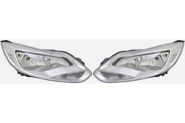 Headlight set Ford Focus Mk III 2010 2014 Silver TYC Catalog number of the part 32C109 E 32C110 E