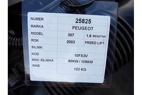 Peugeot 307 1 6B 80KW 109HP engine complete 10FX3V Version European