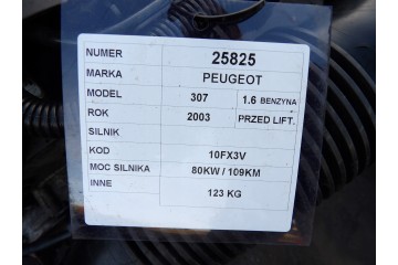 Peugeot 307 1 6B 80KW 109HP engine complete 10FX3V Version European