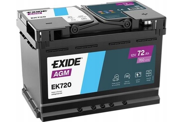 CAR BATTERY EXIDE START STOP AGM 70AH 760A EK700 EK720