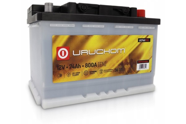 Battery Uruchom PROFESSIONAL 74Ah 800A UG74HPRO Polarity right