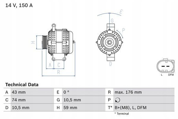 0 986 047 910 ALTERNATOR 0 986 047 910 BOSCH Product weight with unit packaging 7 kg