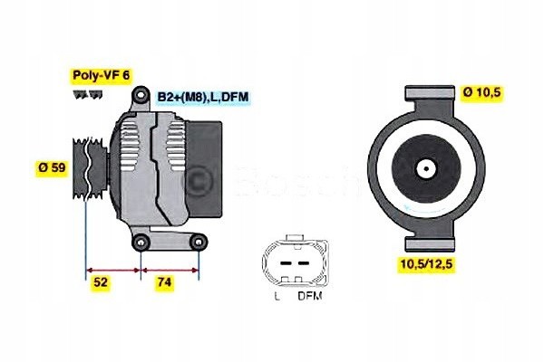 0 986 047 910 ALTERNATOR 0 986 047 910 BOSCH Catalog number of substitutes DT Spare Parts 12 72005 FISPA 455142 FISPA A12BH0077 
