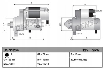DENSO DSN1234 starter Car type passenger cars