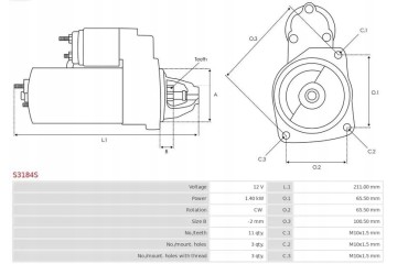 STARTER S3184S AS PL VOLVO S60 S80 S90 Car type passenger cars
