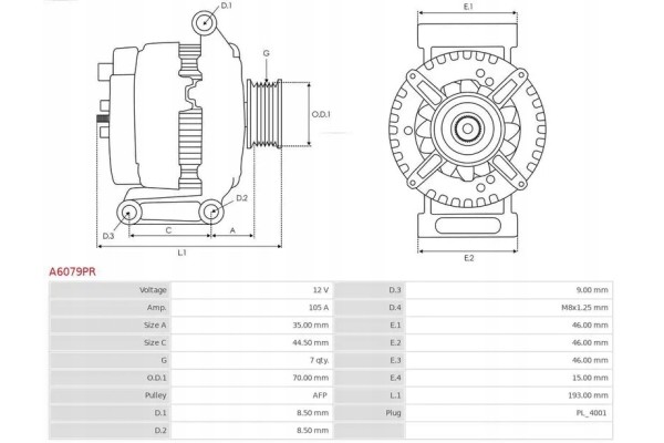 ALTERNATOR 105A A6079PR AS PL HONDA CIVIC CR V Car type cargo vans passenger cars