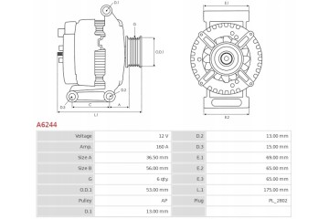 New Alternator CHRYSLER 300 C 6 1 V8 CHRYSLER 300 C 3 5 V6 Quality of parts according to GVO Q original with factory logo OEM OE