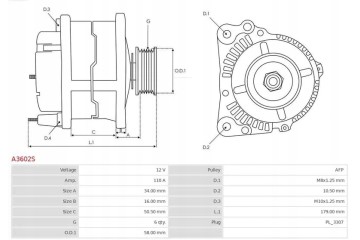 ALTERNATOR 110A A3602S AS PL HYUNDAI Car type cargo vans passenger cars