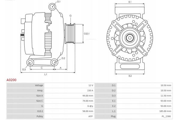 AS PL A0200 ALTERNATOR CITROEN JUMPER 2 2 HDI 04 06 Catalog number of substitutes AS PL ABE9003 AS PL ABE9003 BULK AS PL ABE9003