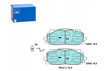 ATE 13 0470 5678 2 BRAKE PADS AUDI P A4 A5 A6 A7 A8 Q5 Q7 1 4 3 0 15 Width 194 mm