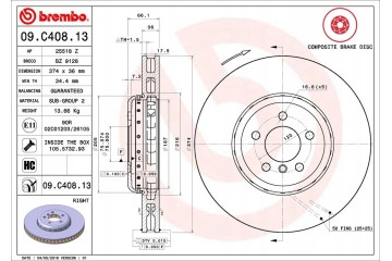 Brake disc Brembo for BMW 7 F01 F02 F03 F04 08 OEM 34116785676 Part manufacturer Brembo