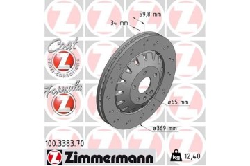 BRAKE DISC FRONT Zimmermann 100 3383 70 AUDI A3 RS3 1 PIECE Packaging status original