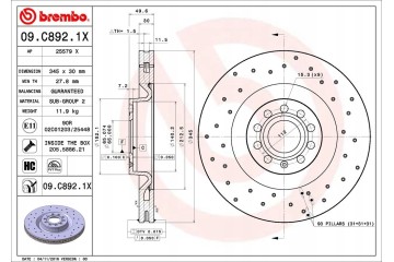 Brake disc Brembo VW Passat 2005 perforated ventilated Number of discs offered 1