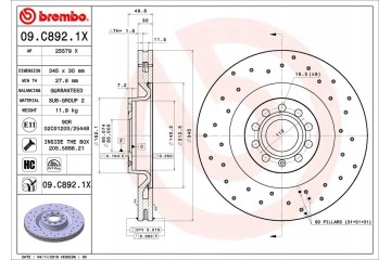 Brake disc Brembo VW Passat 2005 perforated ventilated Catalog number of the original AUDI 1K0615301AB AUDI 1K0615301M SEAT 1K06
