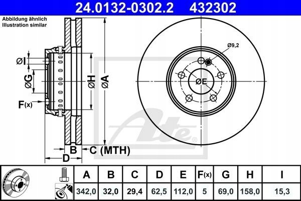 Brake disc ATE 24 0132 0302 2 Number of discs offered 1