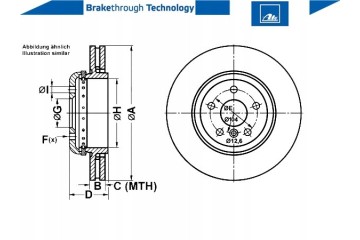Brake disc ATE for BMW 5 F10 rear 345x24mm new 24 0124 0233 Product weight with unit packaging 9 kg
