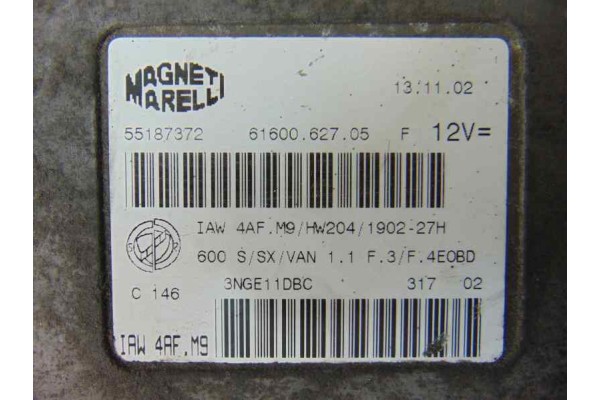 55187372 CENTRALITA MOTOR UCE FIAT SEICENTO (187) Active 55187372 186266 FIAT - 1