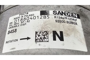 NEW ORG COMPRESSOR AIR CONDITIONING COMPRESSOR CAPTURE II QASHQAI III J12 Catalog number of the part 926006UB0A NISSAN OE ORG