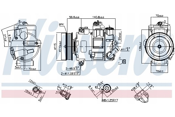 Compressor air conditioning NISSENS 890632 Part manufacturer Nissens