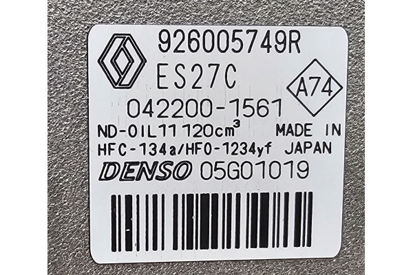 NEW ORIGINAL COMPRESSOR AIR CONDITIONING COMPRESSOR RENAULT ZOE AND LIFT 2019 Catalog number of the original 926005749R 042200 1