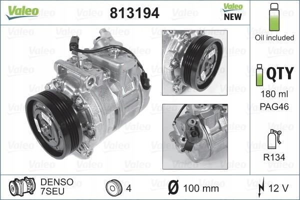VALEO 813194 air conditioning compressor Catalog number of the part 813194