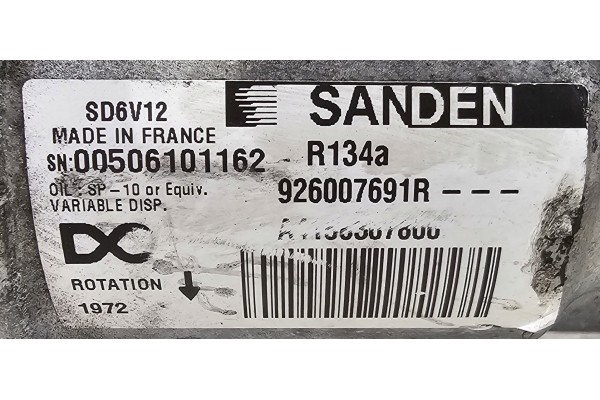 NEW ORIGINAL COMPRESSOR AIR CONDITIONING COMPRESSOR RENAULT KANGOO II 1 5 DCI Catalog number of the part 926007691R RENAULT OE O