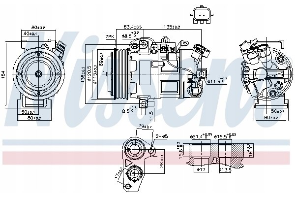 Compressor air conditioning NISSENS 890802 Part manufacturer Nissens