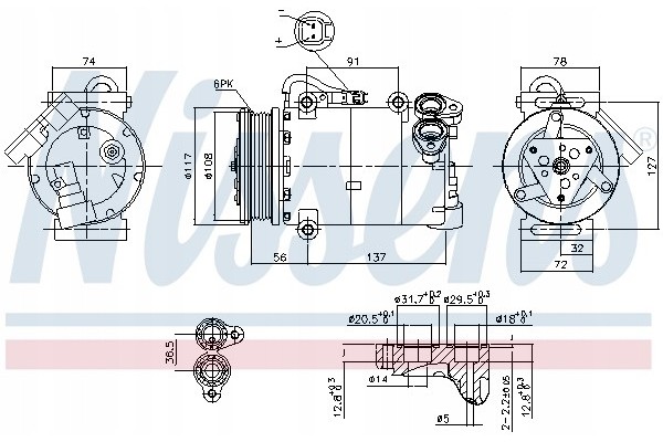 Compressor air conditioning NISSENS 890040 Part manufacturer Nissens