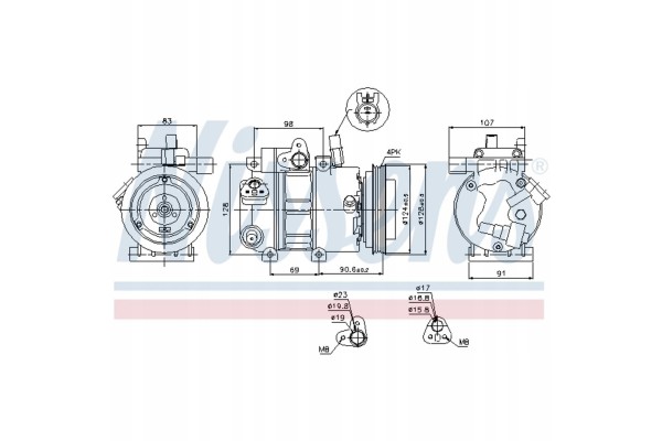 Nissens 89273 Compressor air conditioning Catalog number of the original HYUNDAI 977012H100 HYUNDAI 977012H102 HYUNDAI 977012H14