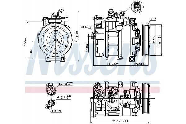 Compressor air conditioning NISSENS 89223 Part manufacturer Nissens
