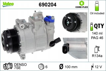 Compressor air conditioning VALEO 690204 Car type buses cargo vans